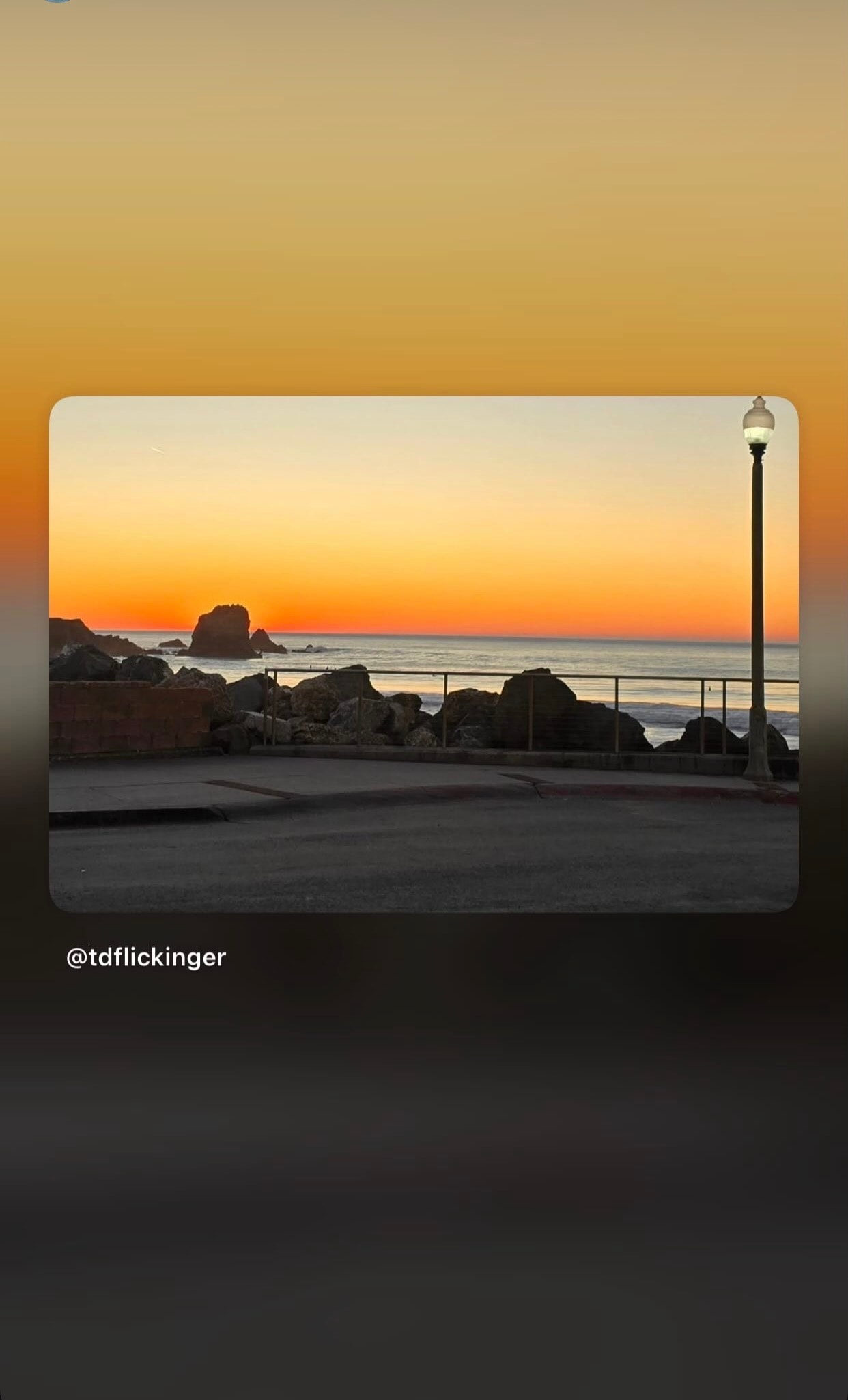 Pacifica coastal promenade at sunset