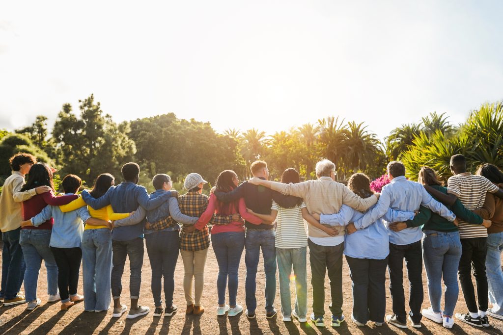 A group of people standing next to each other.